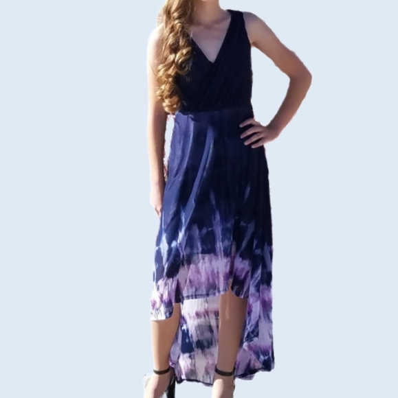 Simply Vera Blue and Purple High Low Dress - Picture 1 of 5